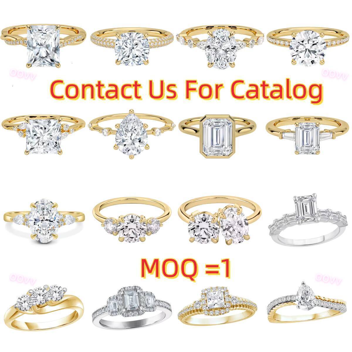 Certificate 10k 14k 18k Solid in Real Gold Moissanite Diamond Three Stone Wedding Engagement Ring Set for Women Jewelry AU750