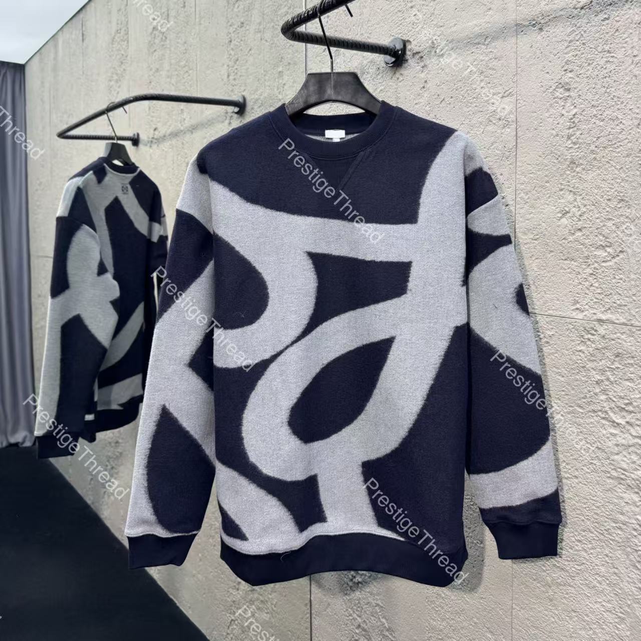26FW Autumn/Winter New Imported Wool Knit Crewneck Sweater with Embroidered Jacquard Designer Design, Men's Sweaters, Unisex Casual