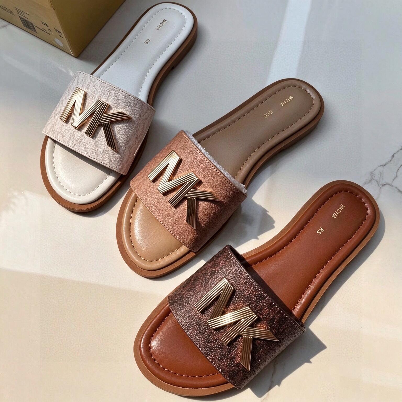 Vacation travel Flip flops MK sandal casual Fashion slider Summer Designer slippers open toe woman Sexy Outdoor Beach pool thong luxurys mk Flat sho