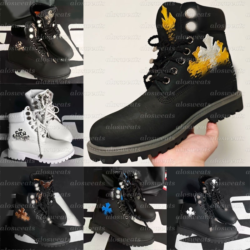 Genuine Leather Shoes Designer Boots Vintage Cloth Boot Men's Women's platform Boot Booties New Shoe Non-Slip High Top Cloth Denim low Ank