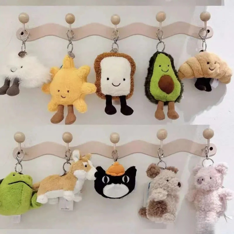 Designer guimauve J Catt porte-clés barbe à papa mignon doux deux tons porte-clés sac pendentif en peluche accessoires poupée cadeaux de noël