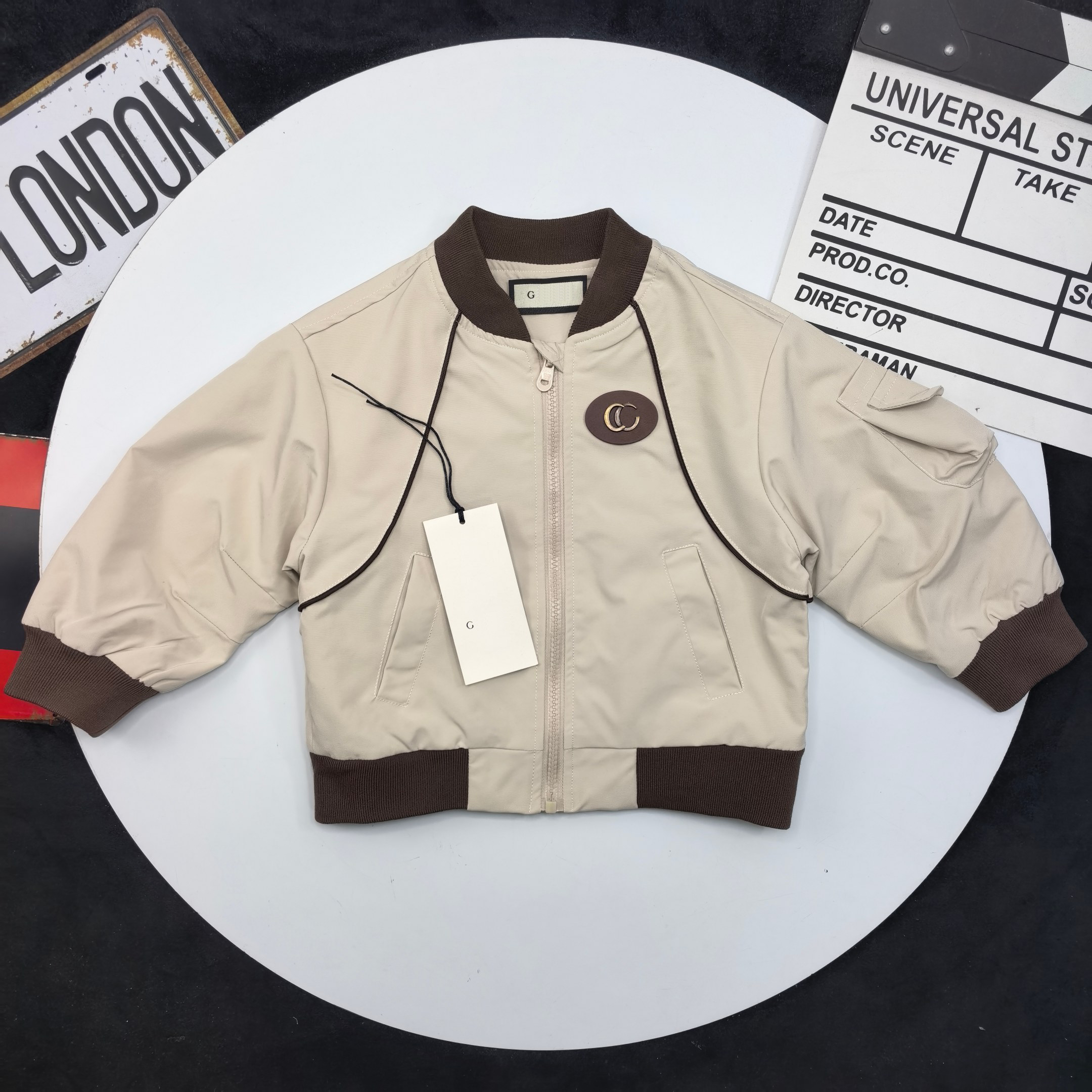 Kids Bomber Jacket Toddler Color Block Stand Collar Zip Up Coat Boys Girls Spring Autumn Casual Outerwear Children Jacket Size 90-180cm