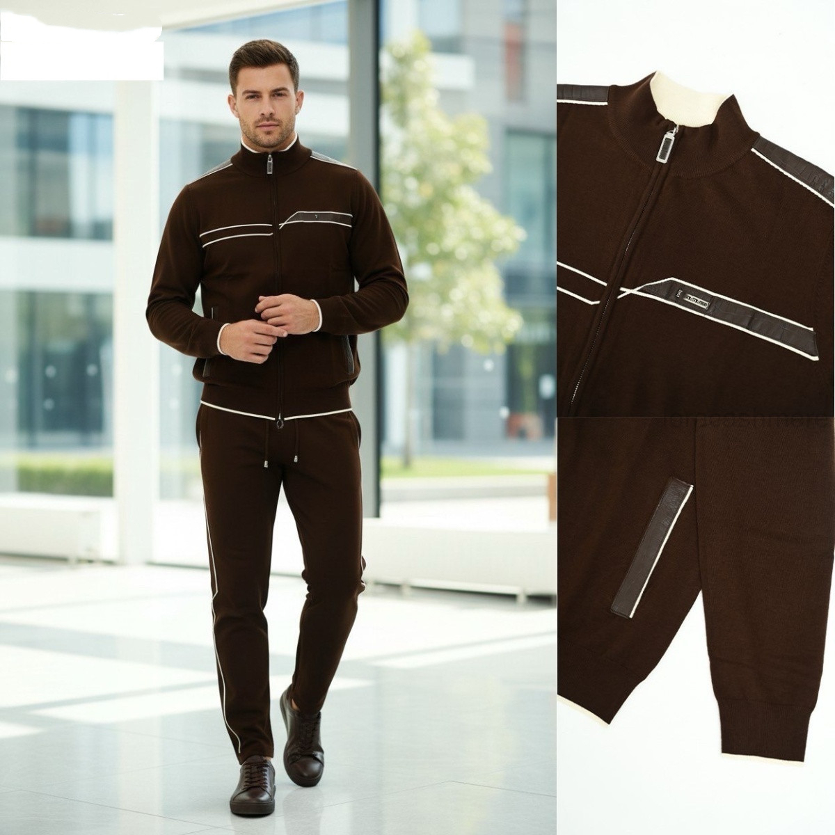 Designer Tracksuits Men Winter Sportswear Long Sleeve Coats Pants Cotton Embroidery Casual Suit SR1289