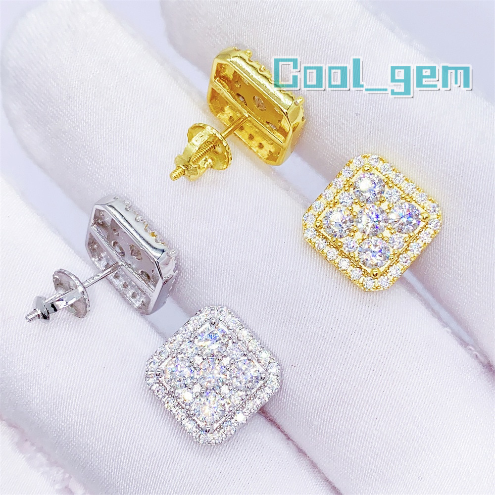 Direct Manufacturer 925 Sterling Silver Vvs Moissanite Hip Hop Fine Iced Out Jewelry Earrings For Men