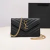 Designer Shoulder Bag Quilted Grain Envelope Woc Mini Bag Women Luxury Flap Sheepskin Wallet Crossbody Purse Detachable Metal Chain Multi Card Slot