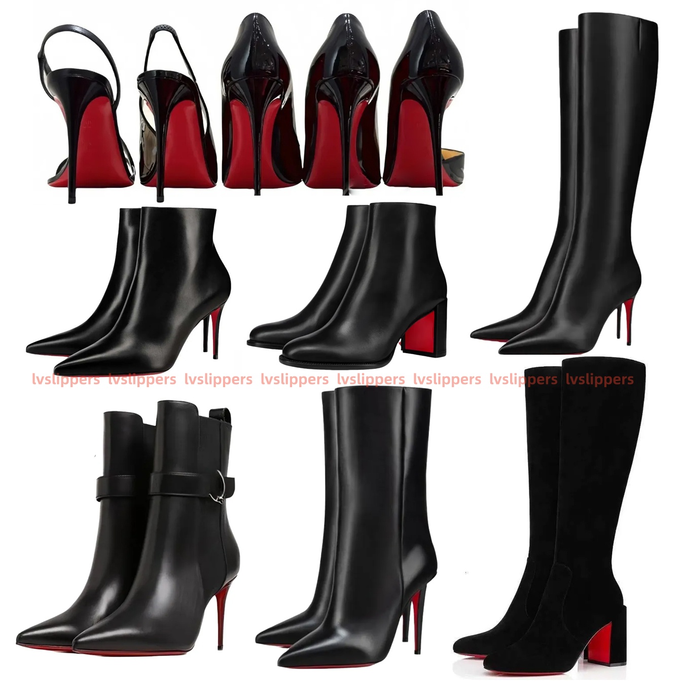 Designer boots Women brand heels women dress shoes Red Shiny Bottom Boots Toe High Heels Stiletto Genuine Leather Woman Boots Pumps 35-45