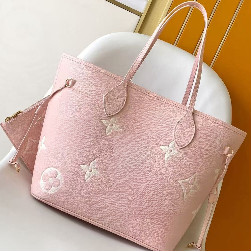 2026 luxury bag High quality Women Pink Floral Print Tote Bag Large Capacity 2 In 1 Shoulder Handbag With Detachable Zipper Pouch Side Drawstring De