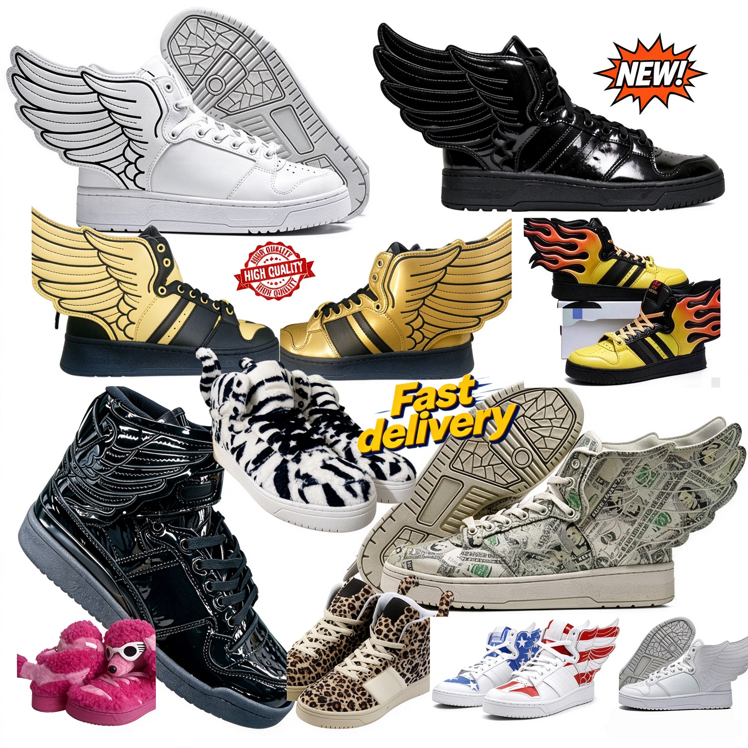 High quality Originals JS Wings 2.0 Men Casual Shoes All White Pixel Black Outline Dollar Print Stripes Women mens boosts Running shoes trainers out