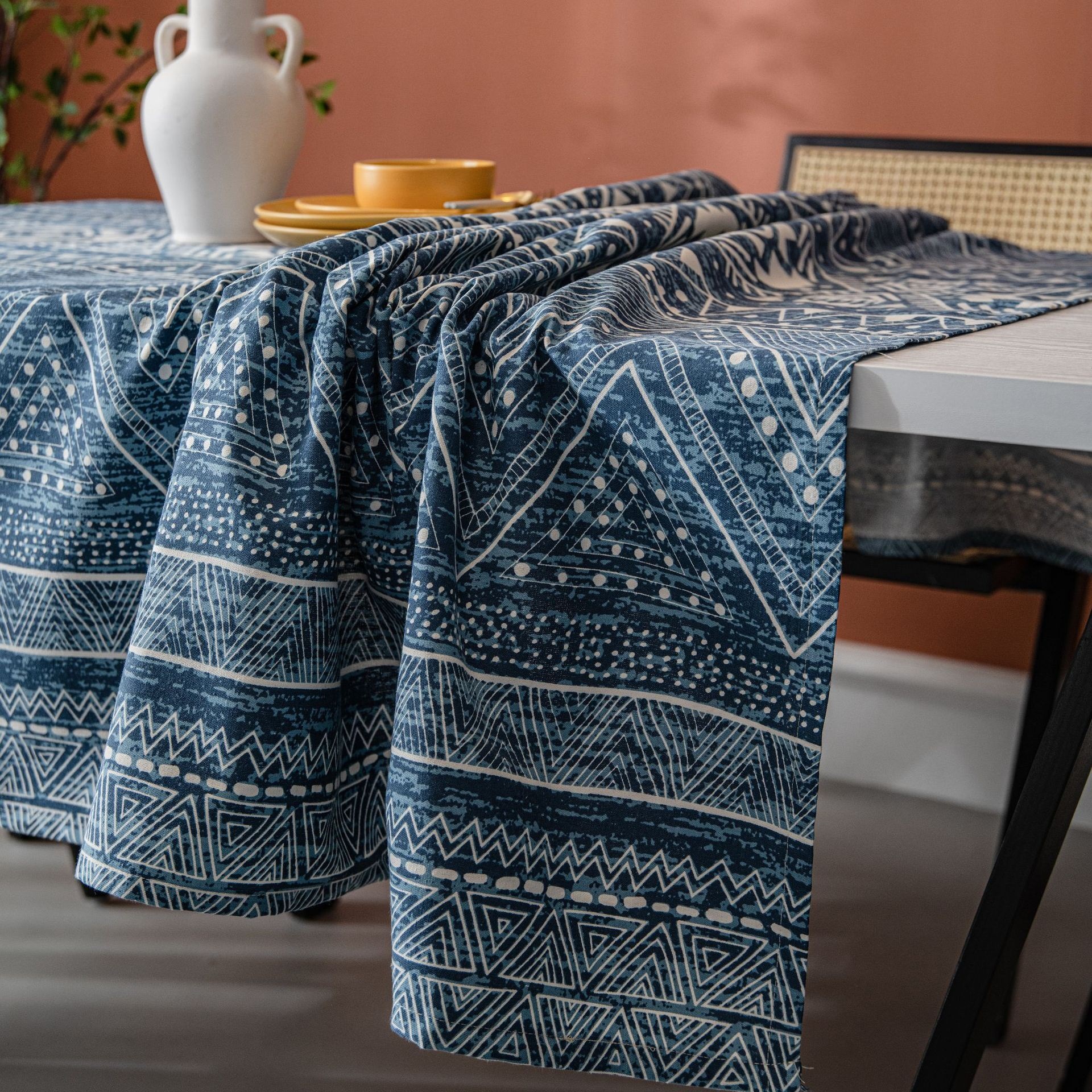 Nouvelle nappe ethnique en coton et lin de style vintage