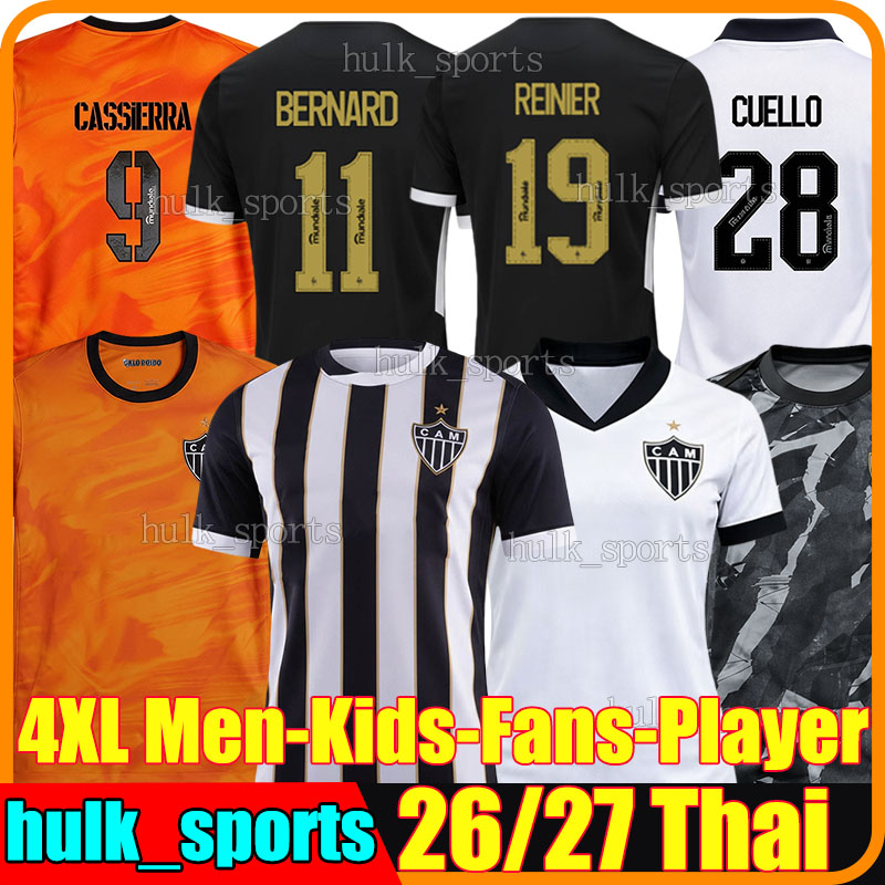 4XL 26/27 Maillots de football Atletico Mineiro CUELLO BERNARD REINIER CASSIERRA VICTOR HUGO RENAN LODI ALAN MINDA DUDU MAYCON RUAN BORBAS hommes