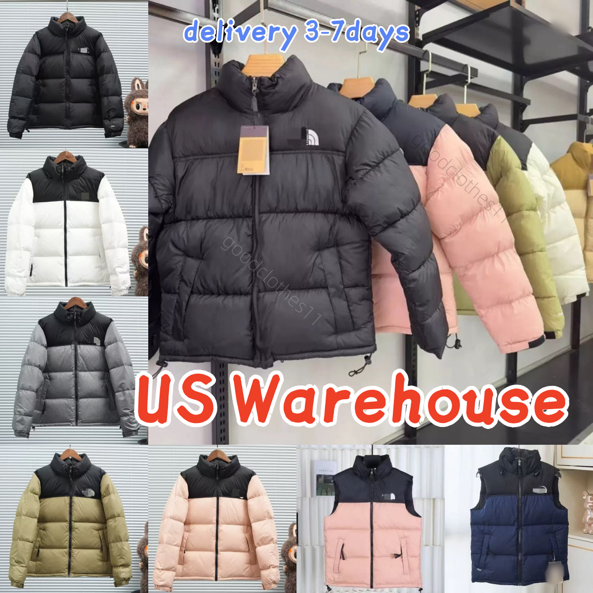 aaanorthess face Unisex Short Stand Collar 700 filldown Puffer Jacket Winter Thick Warm Quilted Zip Up Outerwear Lightweight Windproof Full Zip Padd