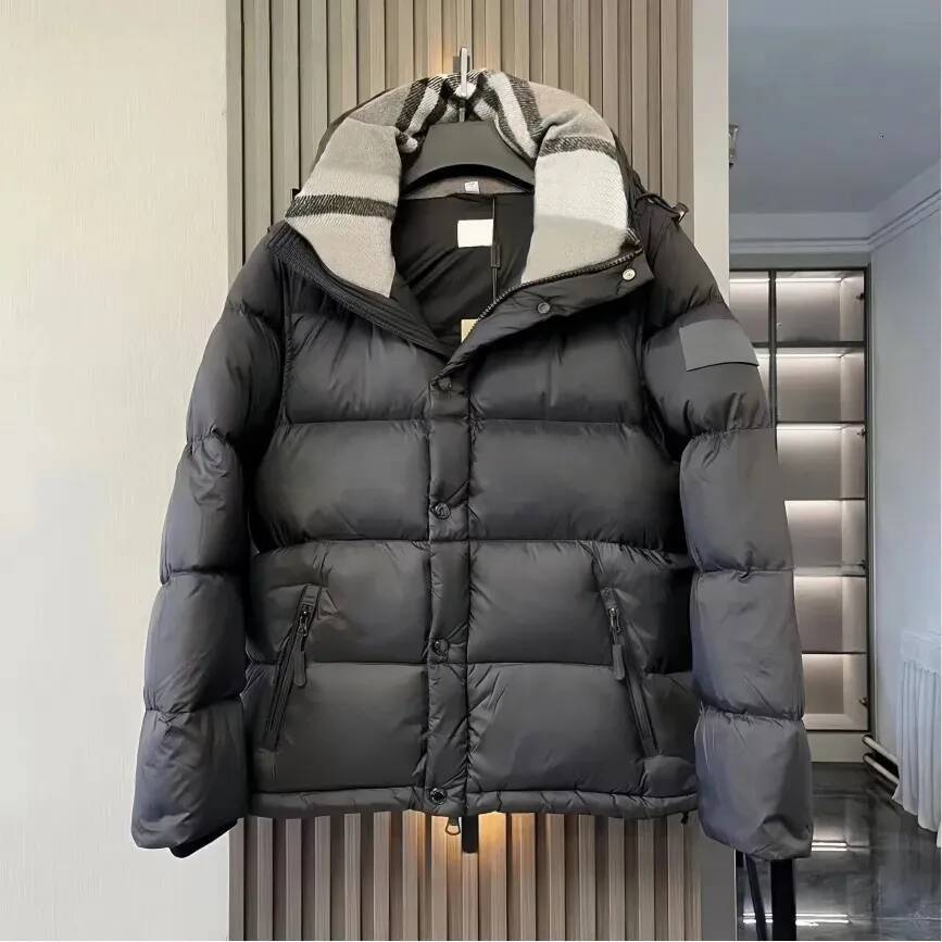 Designer Detachable Sleeve Hooded Puffer Jacket Convertible Down Coat Plaid Lining Inside Hood Warm Winter Zip Pocket Outerwear Oversized Windproof