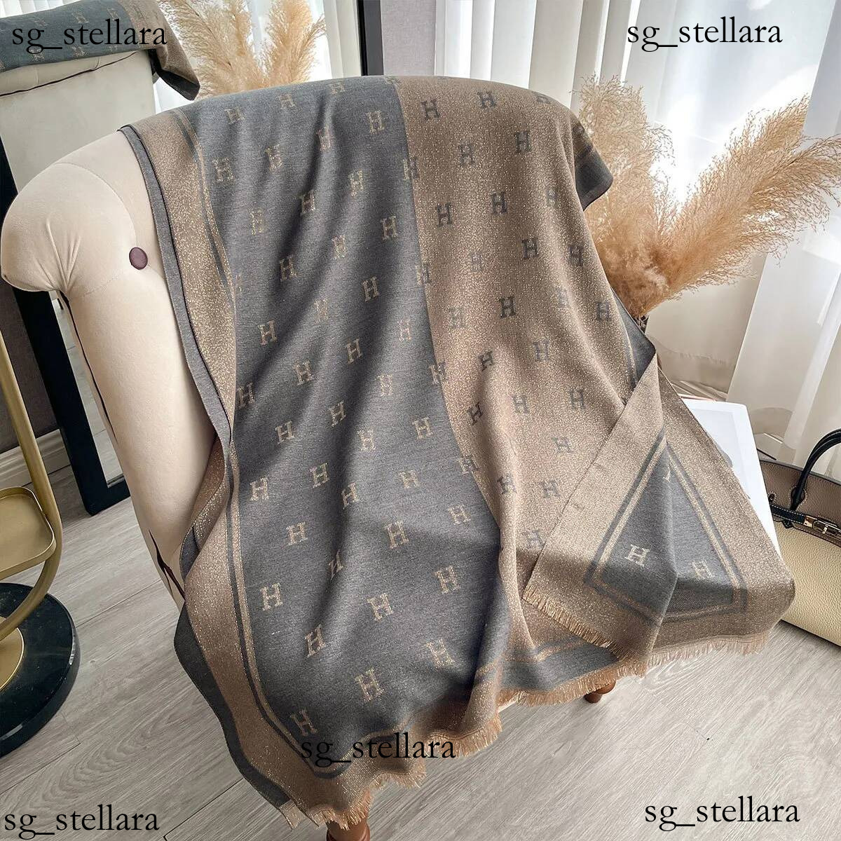 Designers Luxury Letter Color Blocked Edging Imitation Cashmere Tassel Shawl For Womens Autumn And Winter Double Sided Thick Warm Scarf Hot