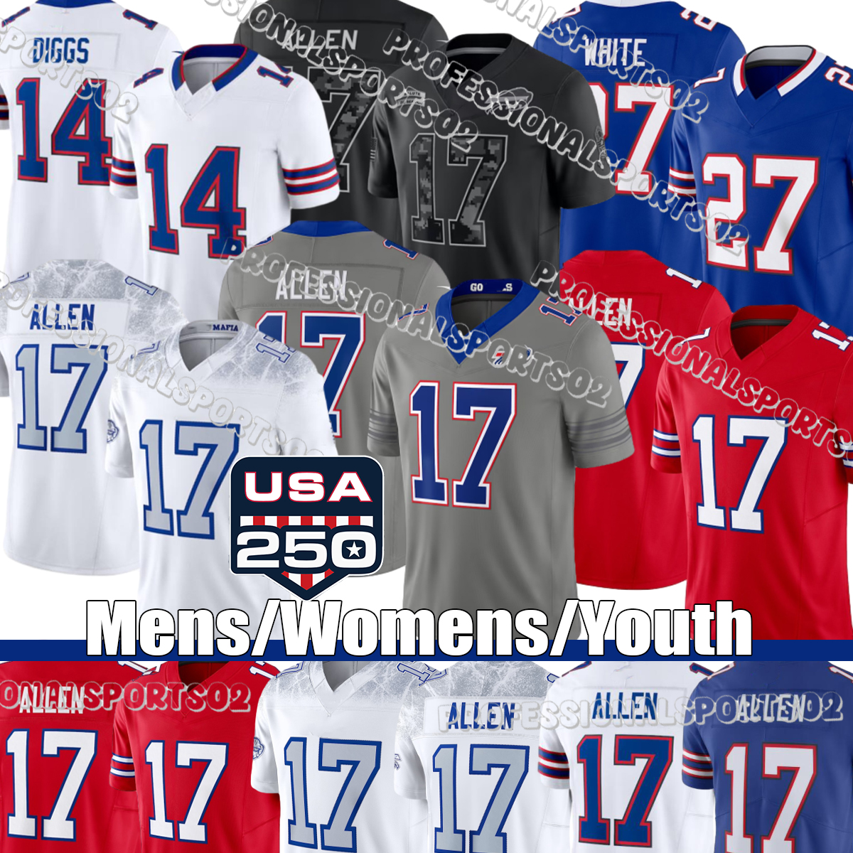 Moore Allen Kincaid Coleman Football F.U.S.E Jersey Khalil Shakir Dawson Knox James Cook Ray Davis Joey Bosa jersey 2027 26