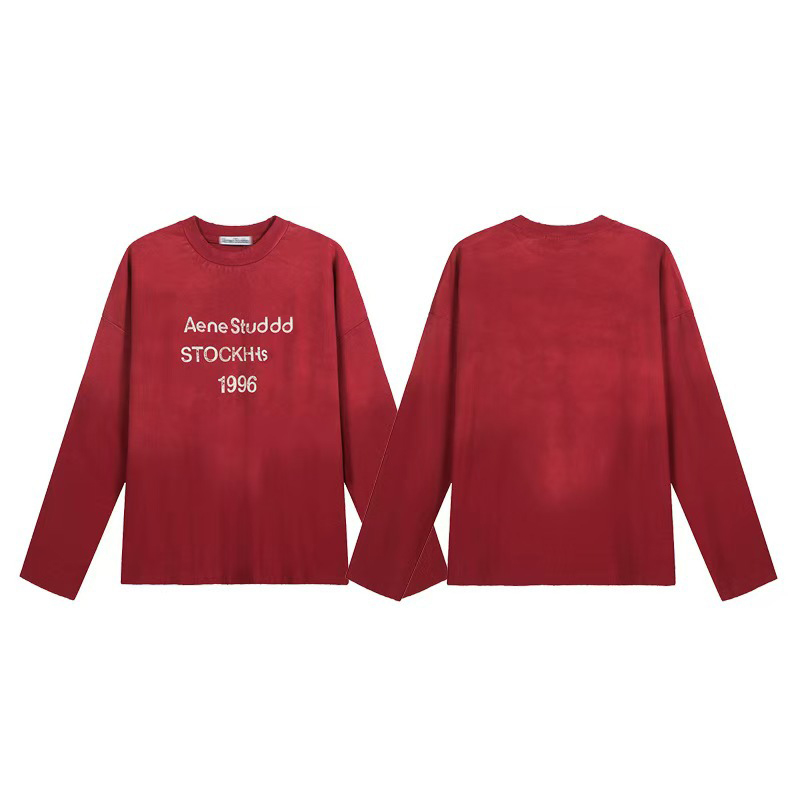 Washed Vintage Pink long sleeve designer t shirts for men women fall clothes graphic tee cotton y2k wear 1996 AS Branded Clothing Tshirts Letters To