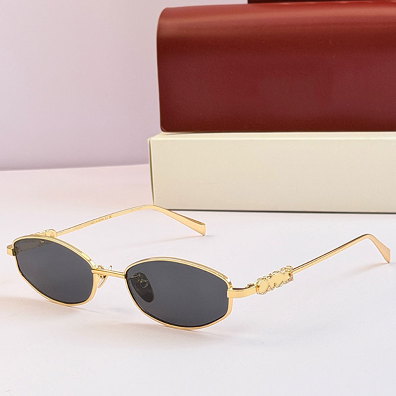 Oval frame Sunglasses Black lenses Diamond Personalized Decorative legs 1802 Womens Vintage Y2K Glasses Gold Metal frame Luxury Designer Sunglasses