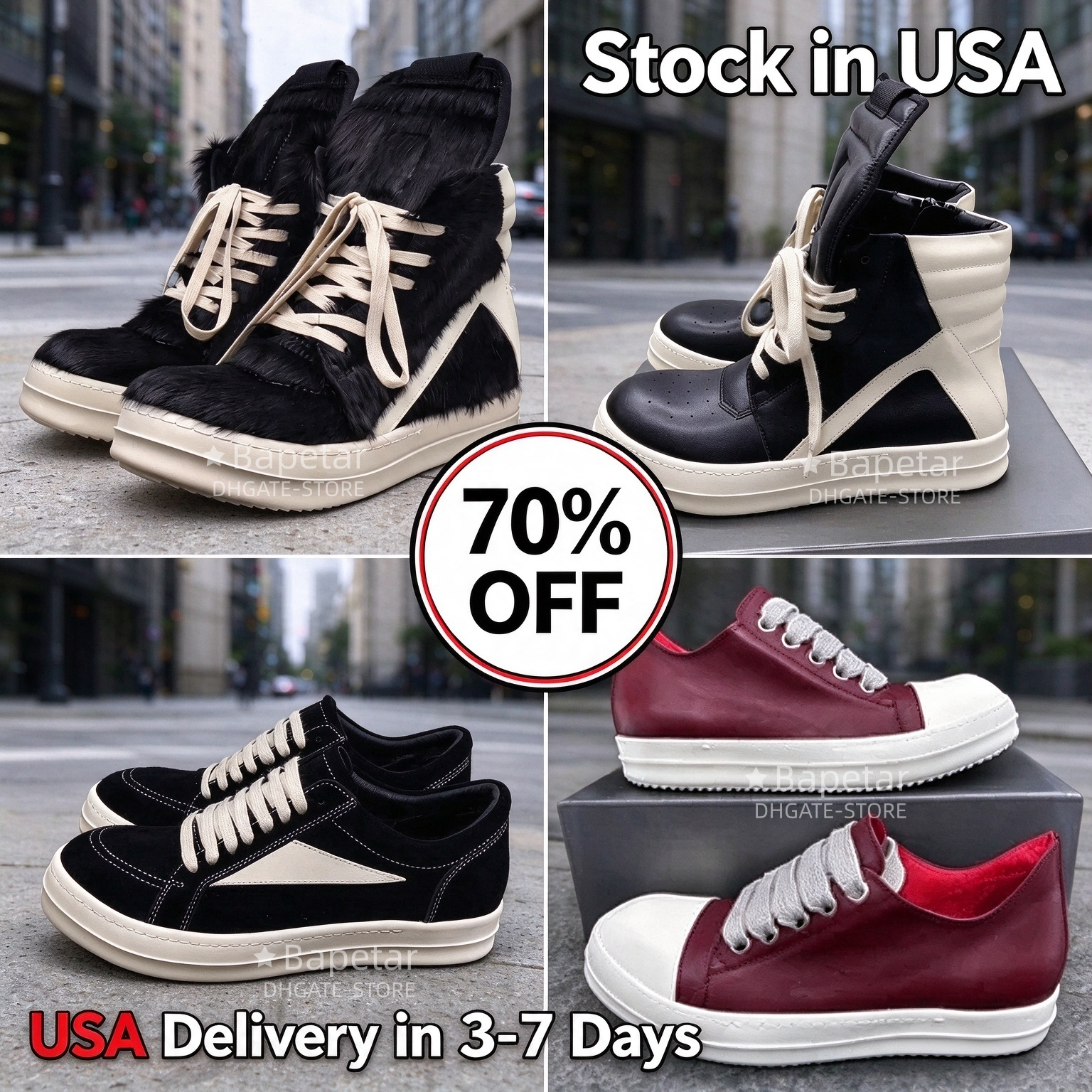 With Box Causal Shoes RickBoots Designer Mens Women Sneakers Trainers High Leather Winter Boots Rubber Soled Canvas Low Top Casual Runner Sneaker Sh