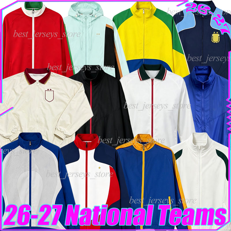 2026 27 Brésil Mexique France Italie Équipe nationale rétro Survêtements de football Sweats à capuche Vestes coupe-vent Allemagne Corée Japon Esp