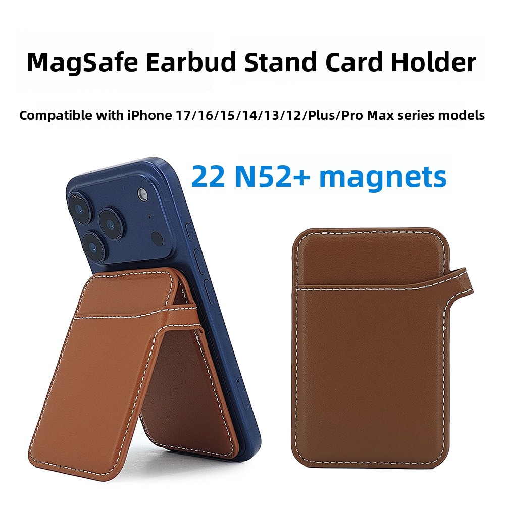 Portefeuille de porte-cartes magnétique en cuir PU de style Mag-Safe 22 N52 + aimants support de téléphone pliable poche pour carte pour iPhone 1