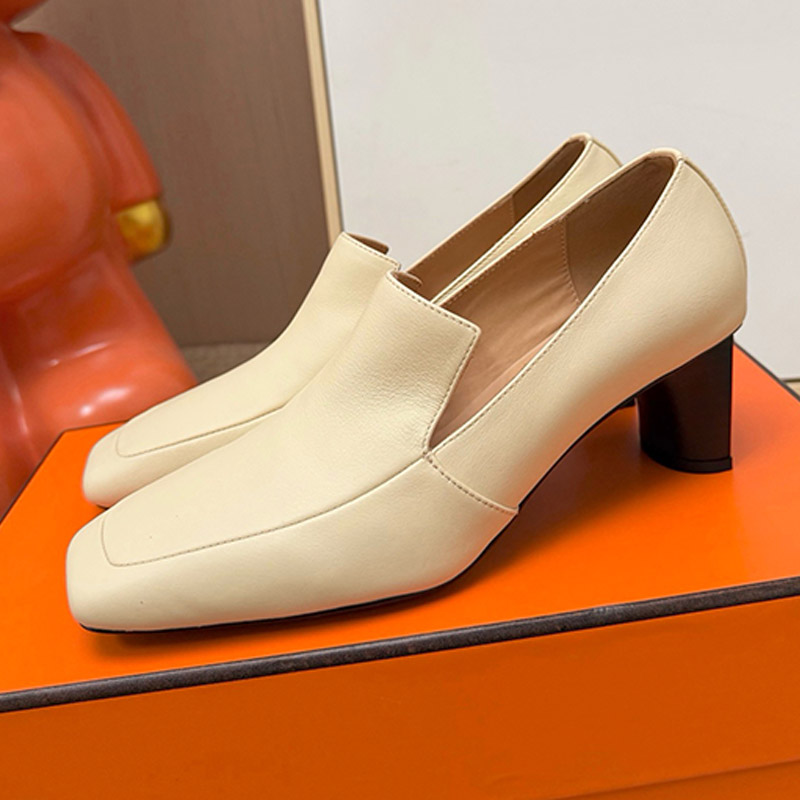 Suede Square Toe Block Heel Loafer Pumps Luxury Madam Vintage Style Outdoor Multifun Ctional Sandals Dark Brown Breathable Genuine Leather Inner San