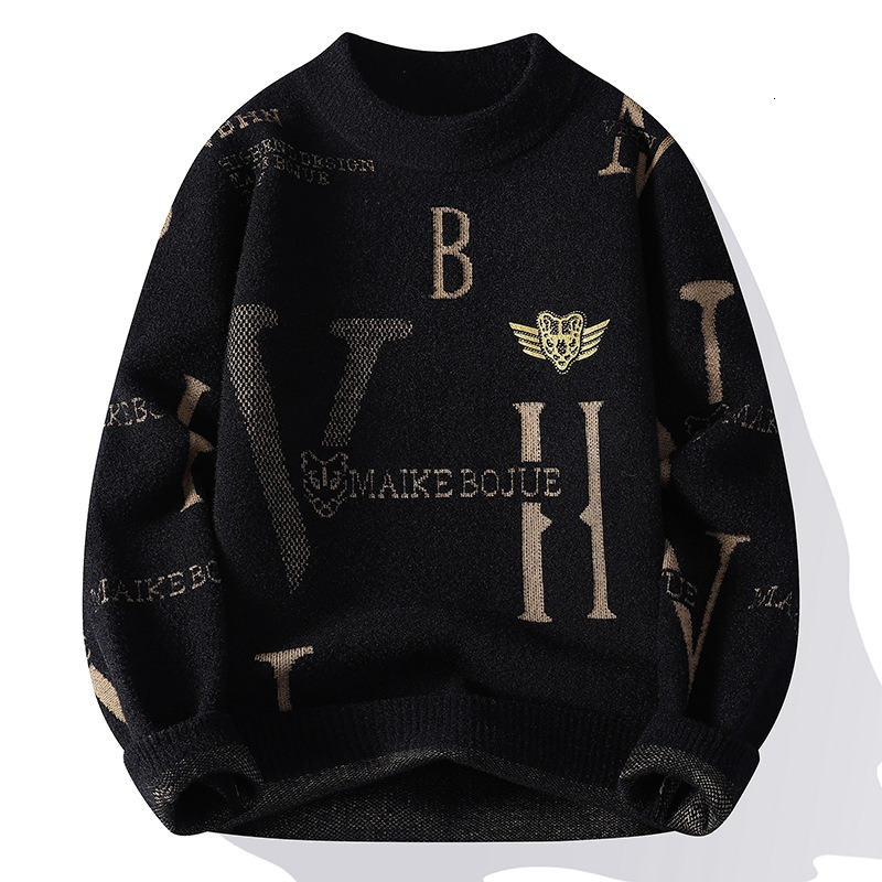 Luxury Brand Designer Clothes 2026 Foreign Trade Autumn Winter New Half Turtleneck Sweater Men Thickened Pullover Trendy Men Knitted Top