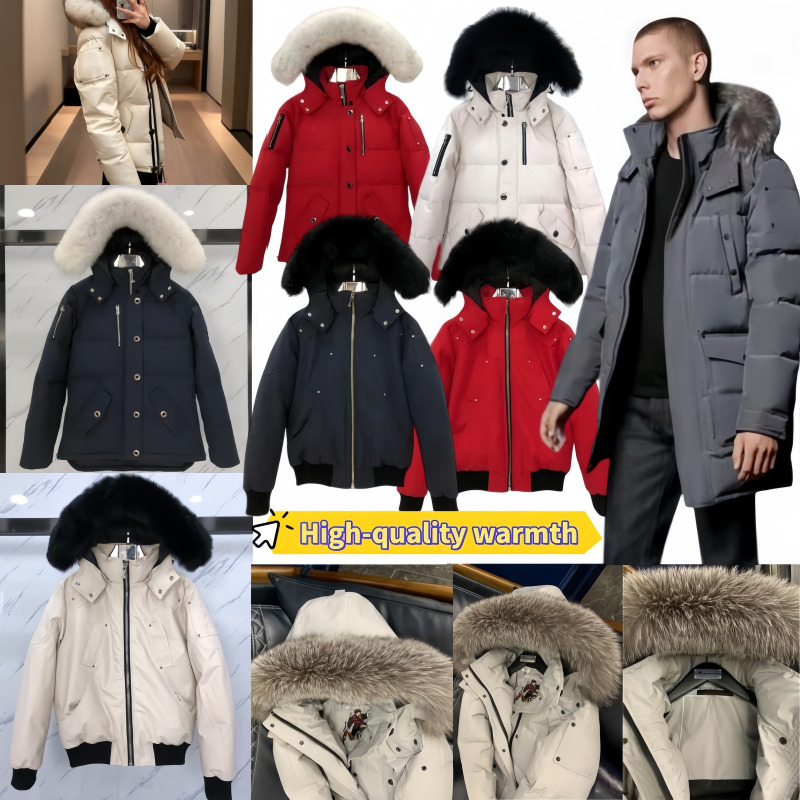 Moosesly Jacket Knukles manteaux Couples chaud épaismoosesly doudoune haute hommes femmes rue vêtements de sortie d'hiver détachable col de fourr