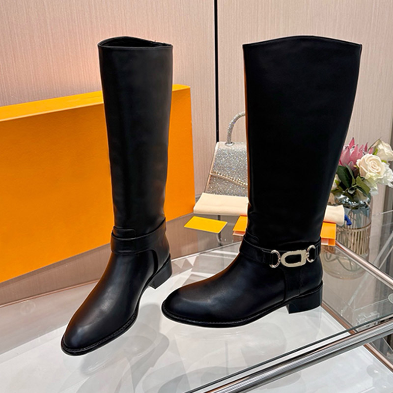 Westside Flat Riding High Boots Famous Womens Designer Fashion Fall Season Short Distance Travel Knee High Boots Metal Buckle Ankle Wrap Around Belt