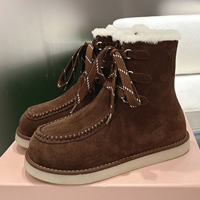 Bottines en daim marron foncé Halloween pour femmes 2026SS, silhouette douce, lacets sportifs, bottes courtes exquises pour dames, doublure en pe