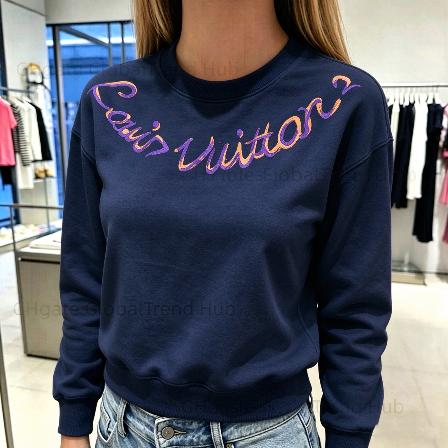 hoodies designer women hoodie women Curve Letter Print Sweatshirt Crew Neck Pullover, Multi Colors, Soft Casual Shirt for Trip Vacation Outdoor Holi