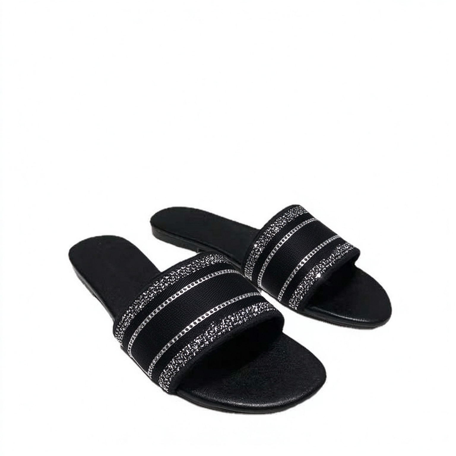 Summer new diamond studded women's flat sandals fashionable outerwear popular beach shoes cool slippers for women