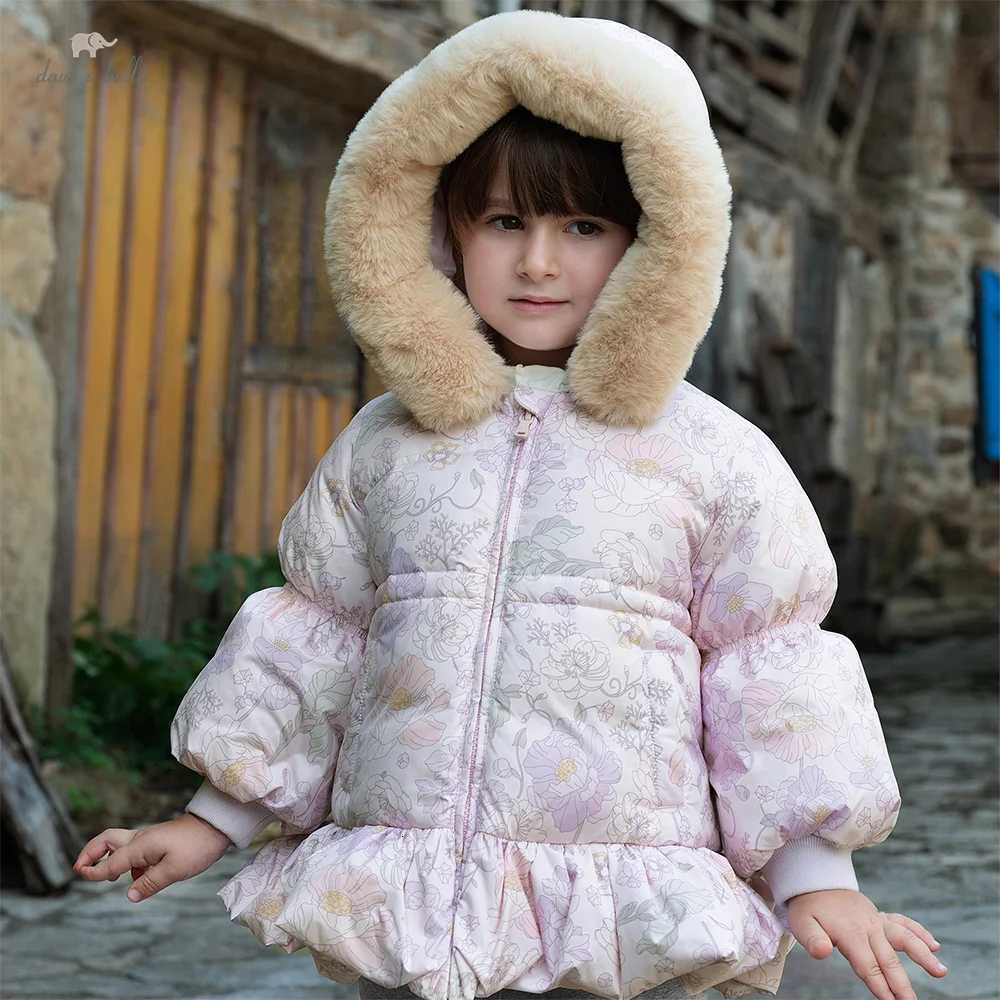 Down Coat Dave Bella Girls Down Jacket Autumn Winter Plush Hooded Waterproof Overcoat Kids White Duck Down Top Children Clothing DB4253759 Q261004