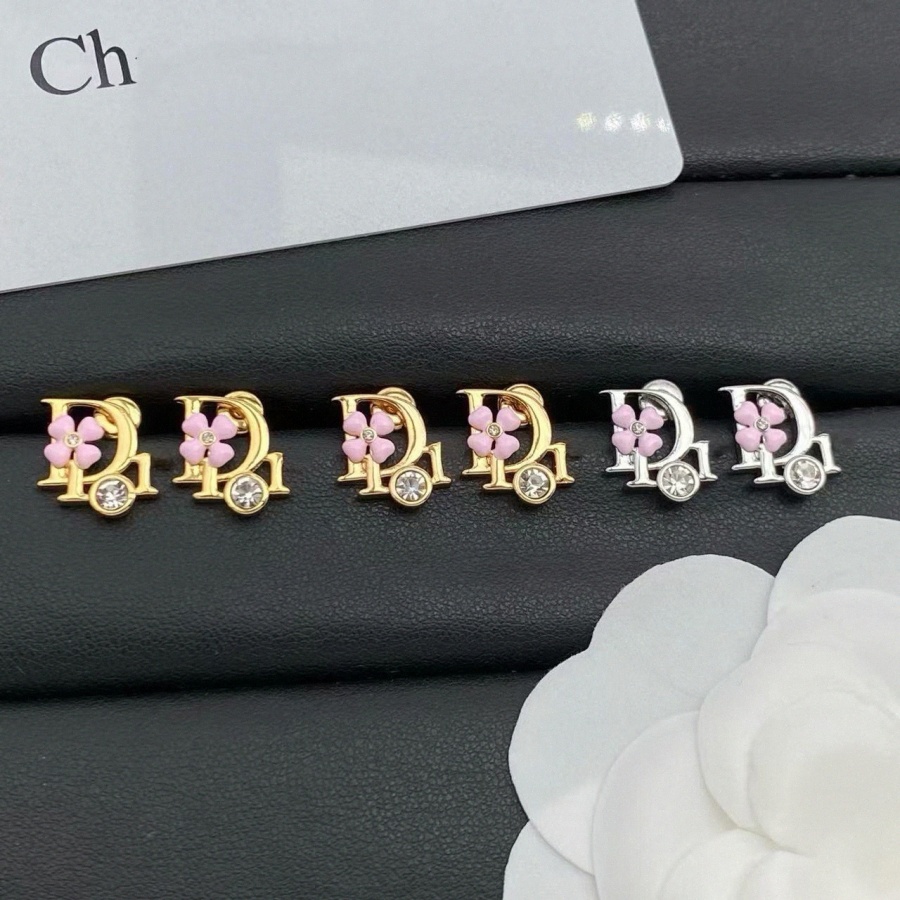 Flower Four leaf Clover earrings for women pink flower designer Jewelry diamond Studs All match elegant Classic fashion style gifts W0mY#