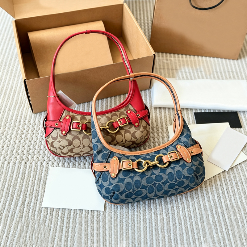 HOSO saddle bag Ergo bag Women Vintage Motorcycle Hobo Underarm Bag Retro Metal Buckle Crescent Shoulder Bag Fashion Leather Daily Commute Handbags