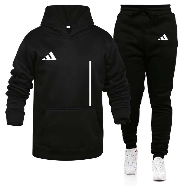 Men Hoodie Tracksuit 2 Piece Outfit Long Sleeve Pullover Hooded Sweatshirt Jogger Pants Casual Sports Suit S-3XL