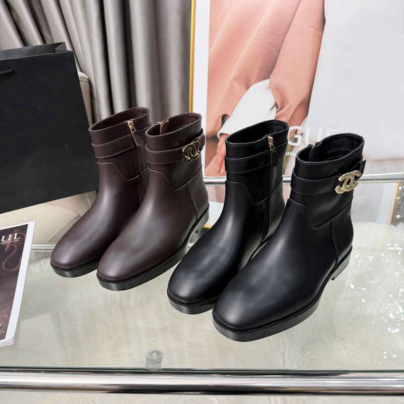 genuine leather Ankle Boots Women Women Leather boots Winter Round Toe Lace-up Short Boot Womens Platform Designer Knight luxury boots Leather boots