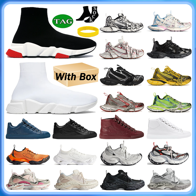Casual shoe speed trainer Mesh Sock Paris for Men Women Platform Designer Shoes trainer black white Graffiti ComfortSole Walking runner Knitted s