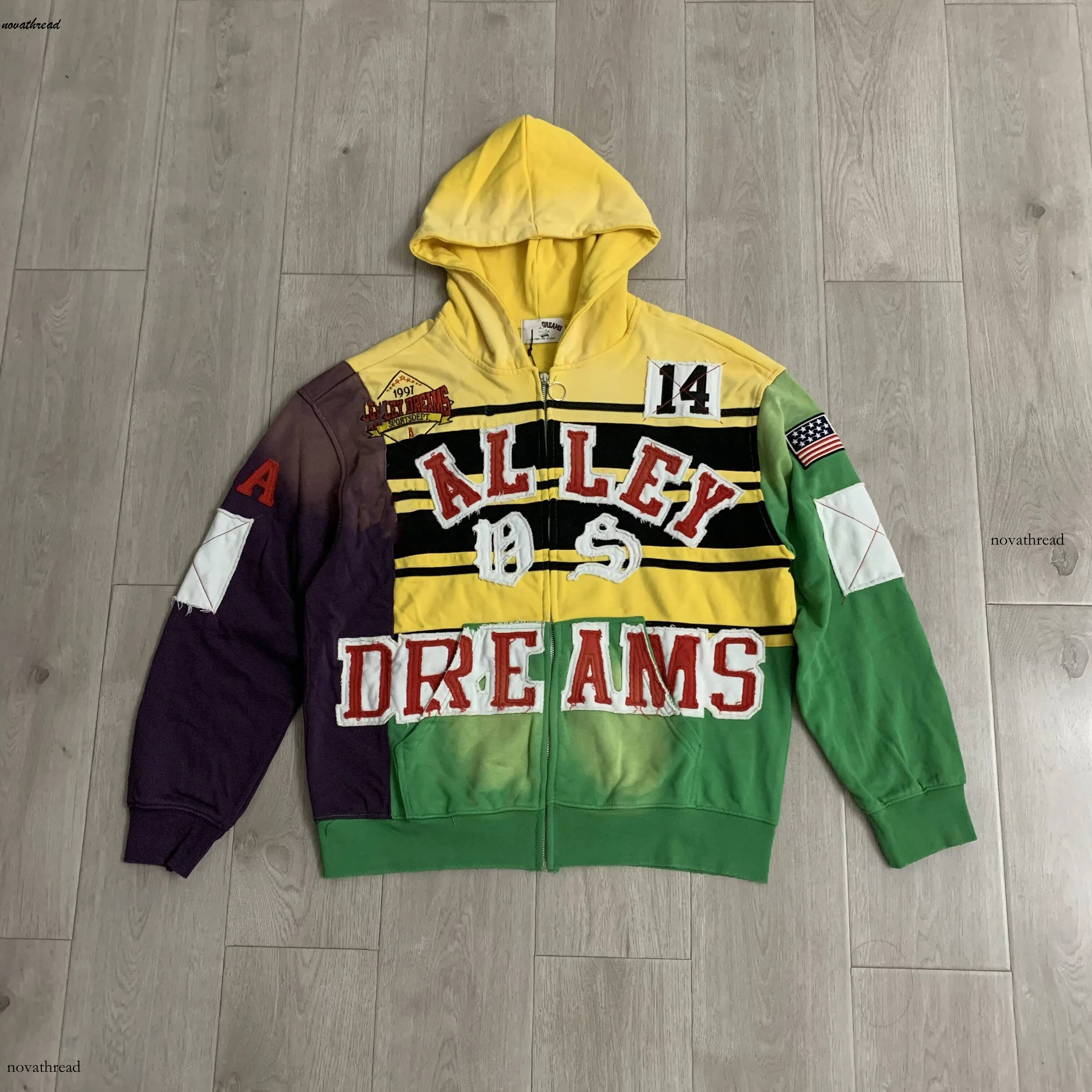 Vale Dream Zip Up Jacket Men Women Retro Hip Hop Streetwear Y2k Vale Dream Hoodie Heavyweight Cotton Embroidery Rhinestone Letter Valleyes Jacket 0B