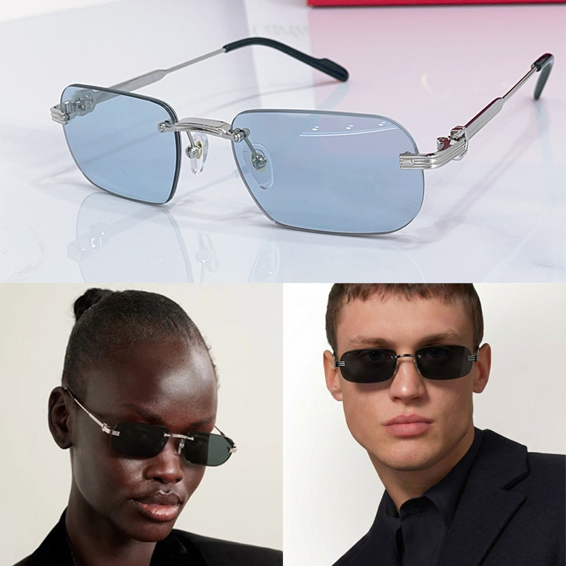 Metal frameless sunglasses CT0577S Women rectangular glasses Metal temple Men fashionable casual business occhiali da sole With box