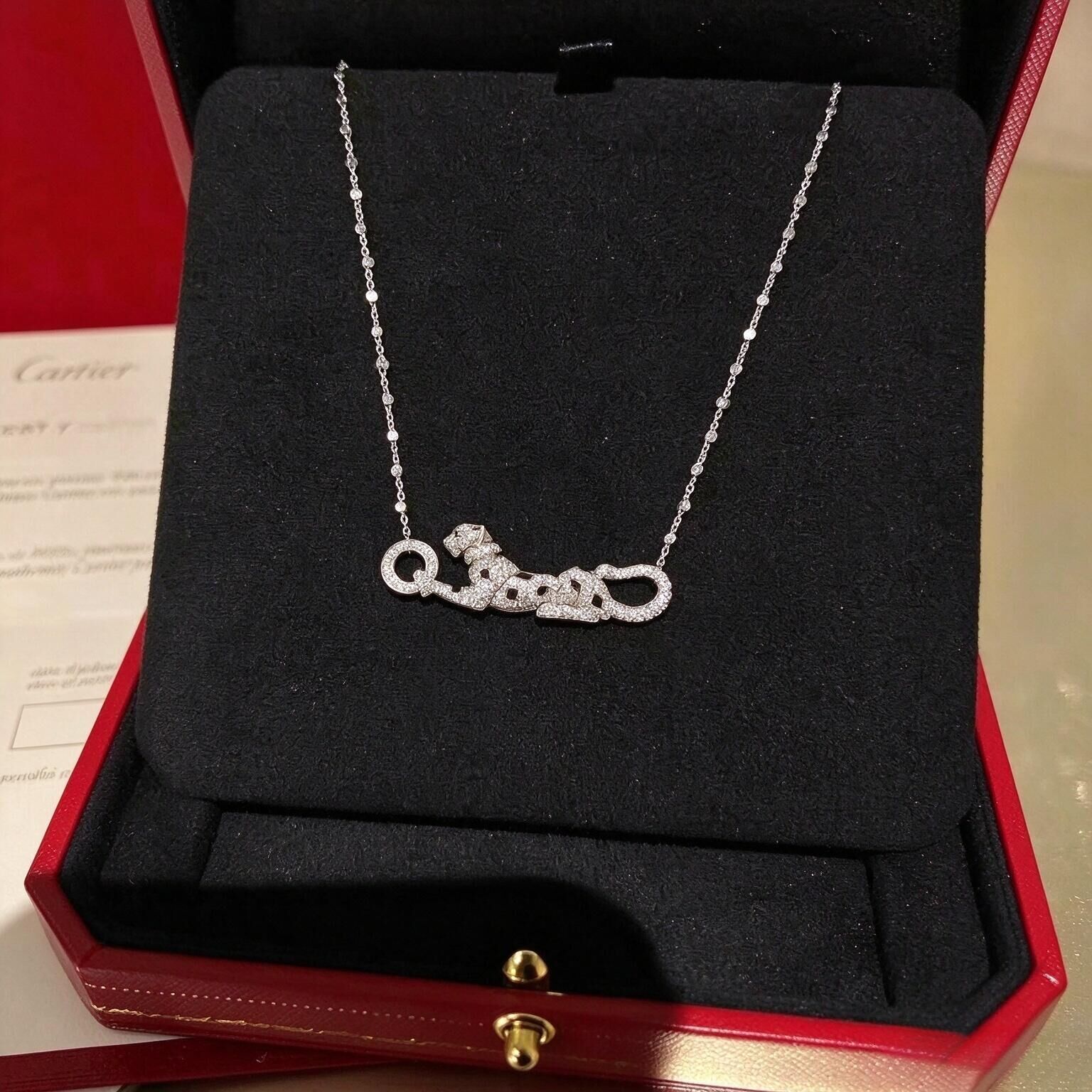Pendant Necklaces Designer necklace women sparkling rhinestone panther shape pendant necklace delicate silver plated chain trendy women jewelry for