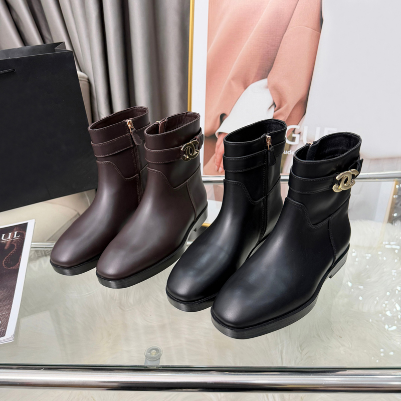 genuine leather Ankle Boots Women Women Leather boots Winter Round Toe Lace-up Short Boot Womens Platform Designer Knight luxury boots Leather boots