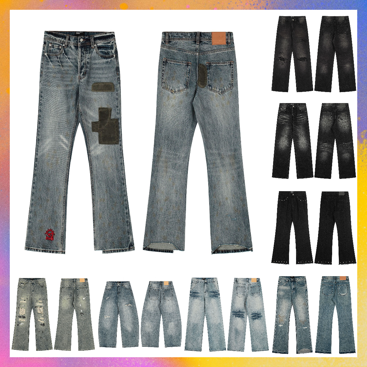 Designer ERD Jeans Luxury Brand Clothes High-End European Black Jeans Men's Printed Stretch Slim Fit Skinny Autumn New Casual Long Pants ERDJN
