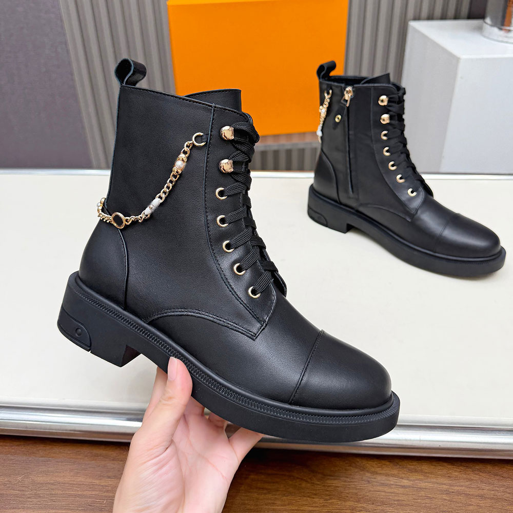 Citizen Flat Ranger boots womens designer boots 1AKHAZ Black Smooth Plain Calf Leather Boot autumn winter military inspired combat boot chunky rubbe