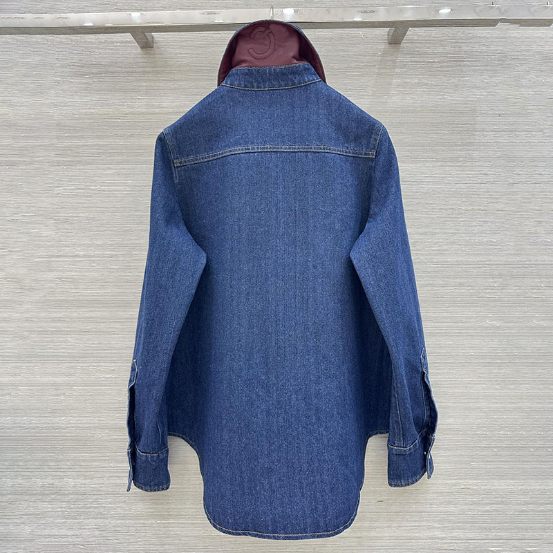 Designer Button Down Denim Shirt Coat Luxury Women Back Collar Letter Outwear Spring Autumn Resort Vacation Coats