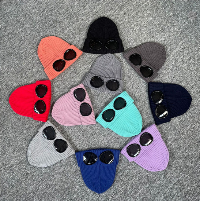 Nouveau bonnet en tricot côtelé avec protection des yeux, adapté à l'automne et à l'hiver, unisexe, aux activités de plein air et conçu pour que