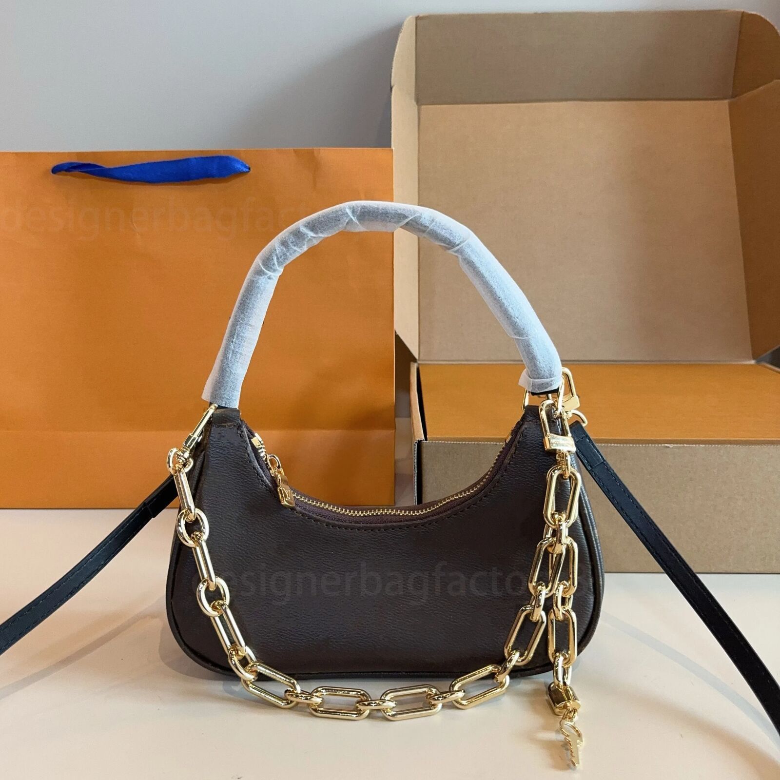 Designer shoulder crossbody luxury women handbag catcchy Pochette chain mini bag Mirror Quality Underarm Bag Brown Flower purse lady classic clutch