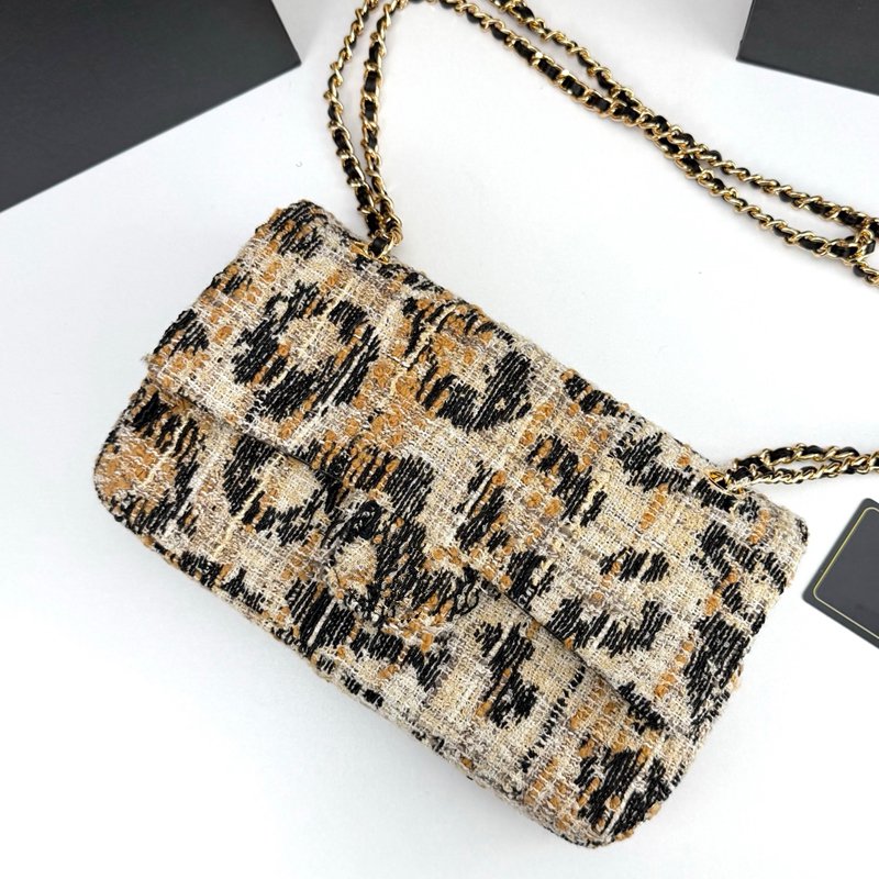 10A Women's Crossbody Bag Fashion Evening 26A leopard print Women's tweed one shoulder bag elegant sequin flap cross body bag gold leather