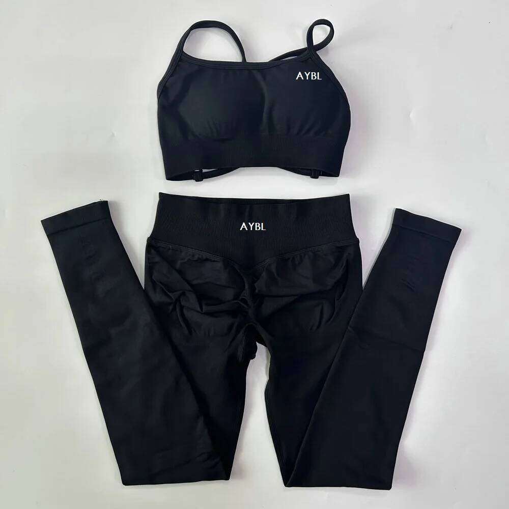 2026 New AYBL Seamless Yoga outdoor 2 Pieces Women Workout Set Scrunch Leggings Backless Sports Bra Fitness Top Gym Pants Clothes 26L0502 Free Shipp