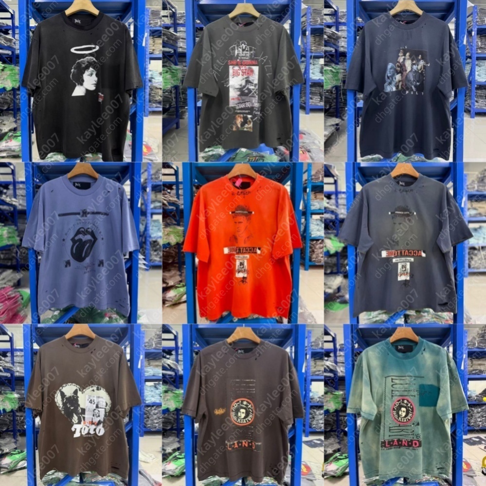 Paly t shirt for men high quality women designer shirts washed distressed tshirt men Hole retro pullover leisure graphic tee fashion couple sweatshi