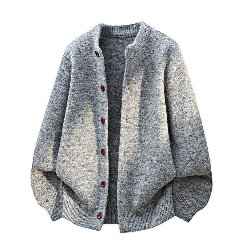 1. Thickened men's cardigan sweater with long sleeves, knitted coat in lazy style for autumn and winter 2026 S261005