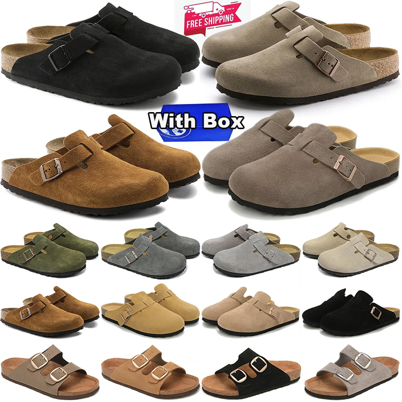 free shipping with box designer slippers men women sandal clogs suede leather mules mens womens slides shoes fashion outdoor sandals shoes clog chea
